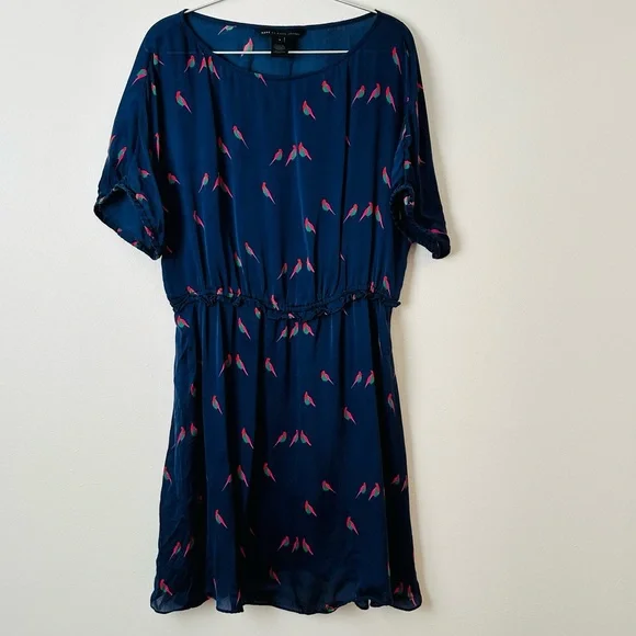 Marc by Marc Jacobs blue bird print mini dress 100% silk - Picture 5 of 7